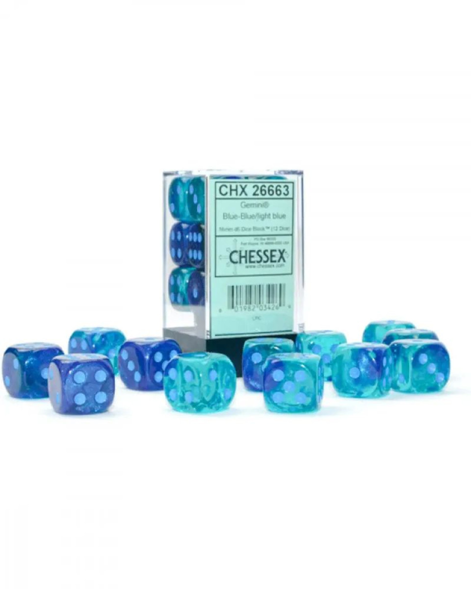 Kockice Chessex - Gemini - Luminary - Blue-Blue & Light Blue - Dice Block 16mm ( 