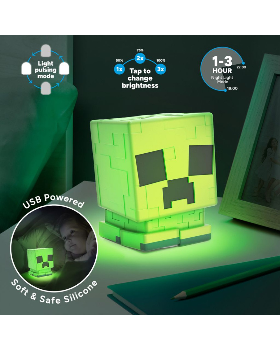 Lampa Paladone Minecraft - Creeper SquishyGlo Silicone Light Rechargeable 