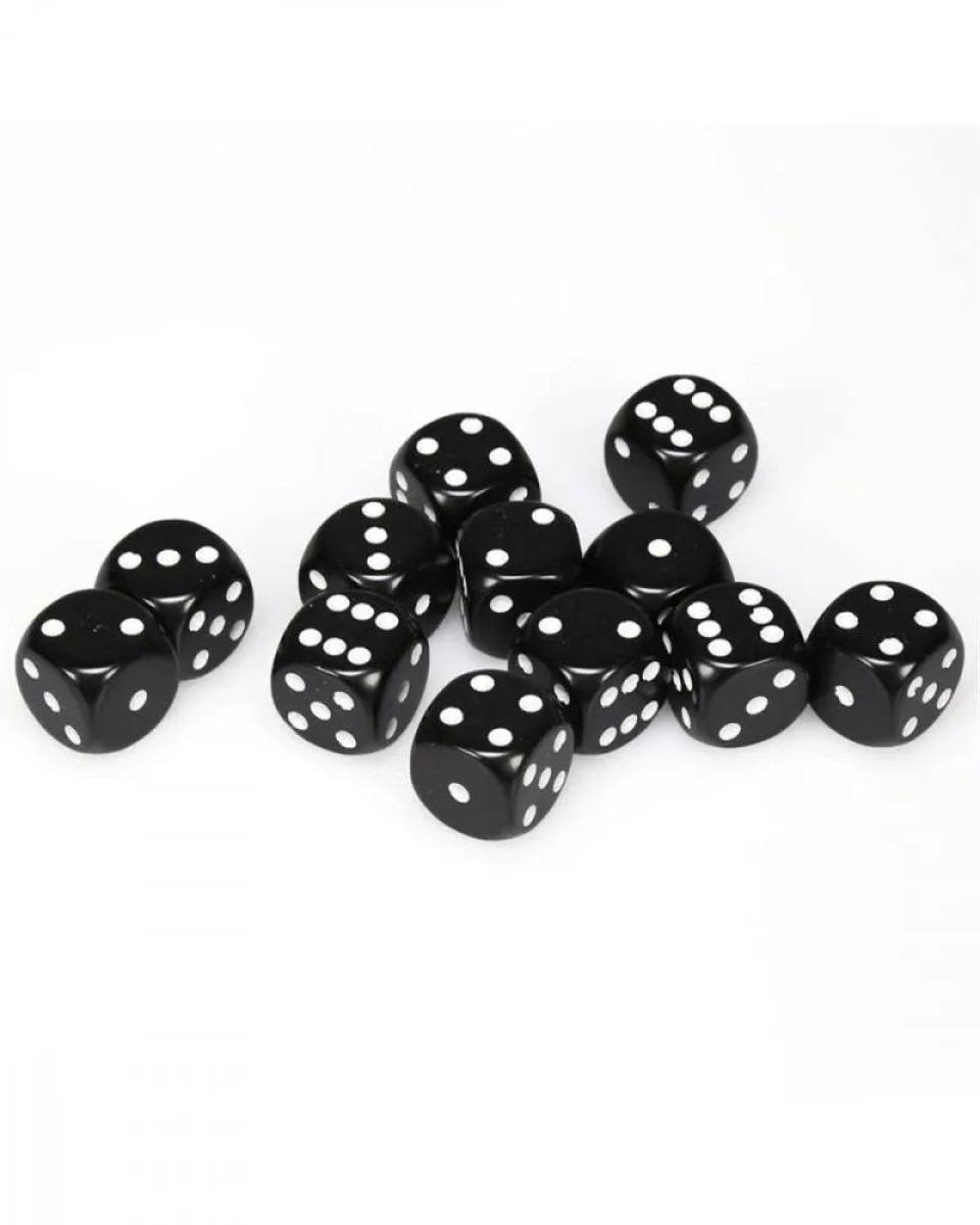 Kockice Chessex - Opaque - Black & White - Dice Block 16mm (12)
