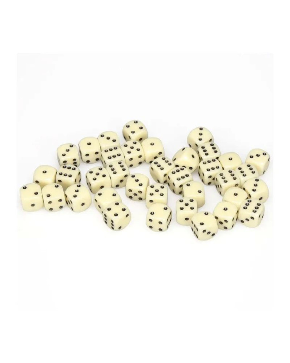 Kockice Chessex - Opaque - Ivory & Black - Dice Block (36) 12mm