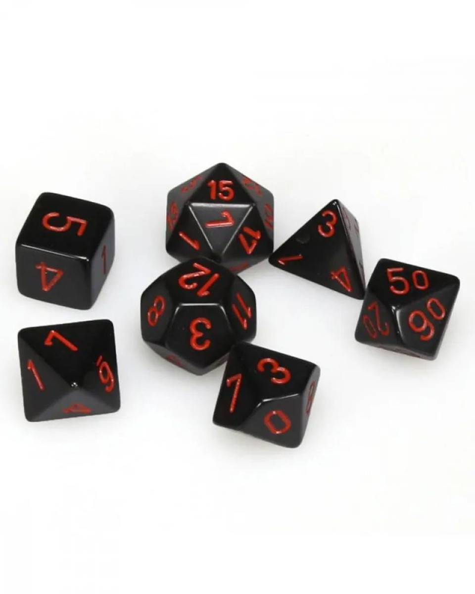 Kockice Chessex - Opaque - Polyhedral - Black & Red (7)