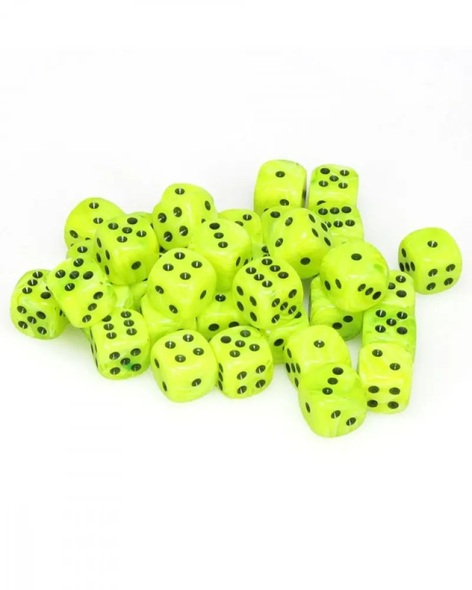 Kockice Chessex - Vortex - Bright Green & Black 12mm (36)