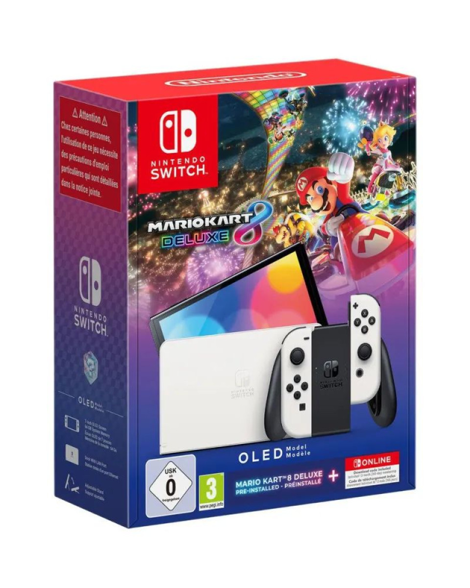 Konzola Nintendo Switch OLED (White Joy-Con) + Mario Kart 8 Deluxe + 12 Months N 
