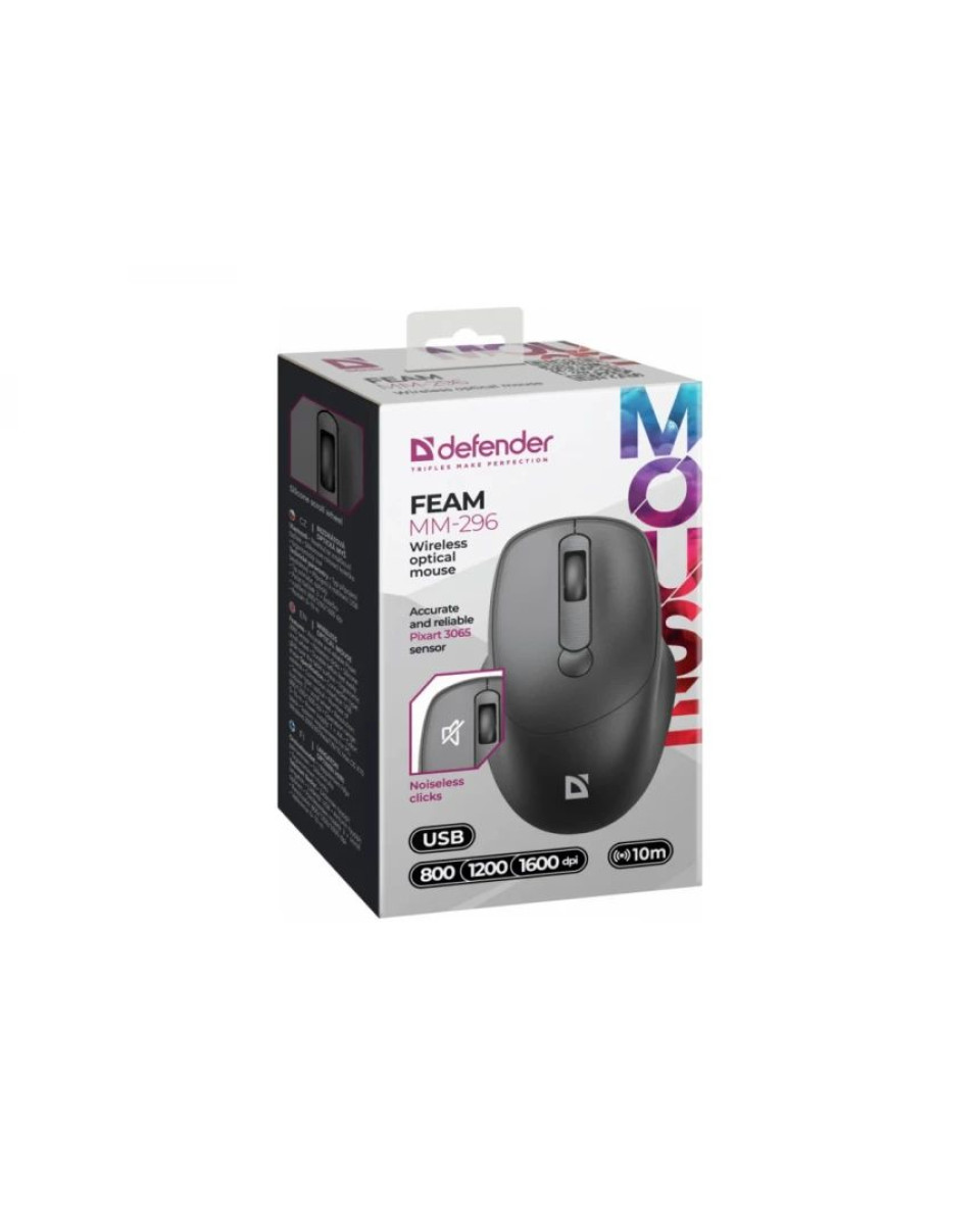 Miš Defender Feam MM-296 - Wireless Optical Mouse - Black 