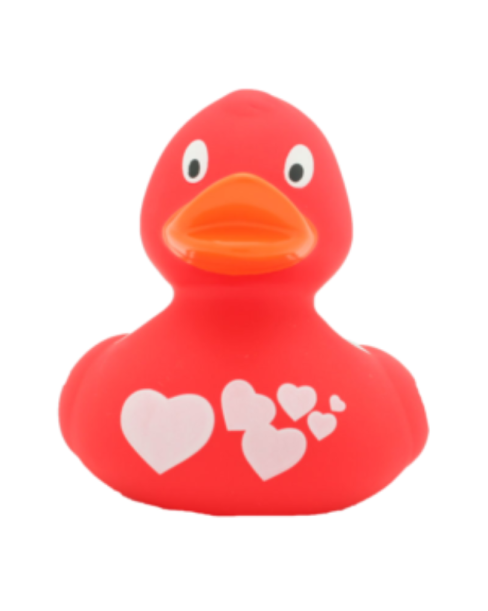 Lilalu Patkica - Red Duck With White Hearts - Rubber Duck 