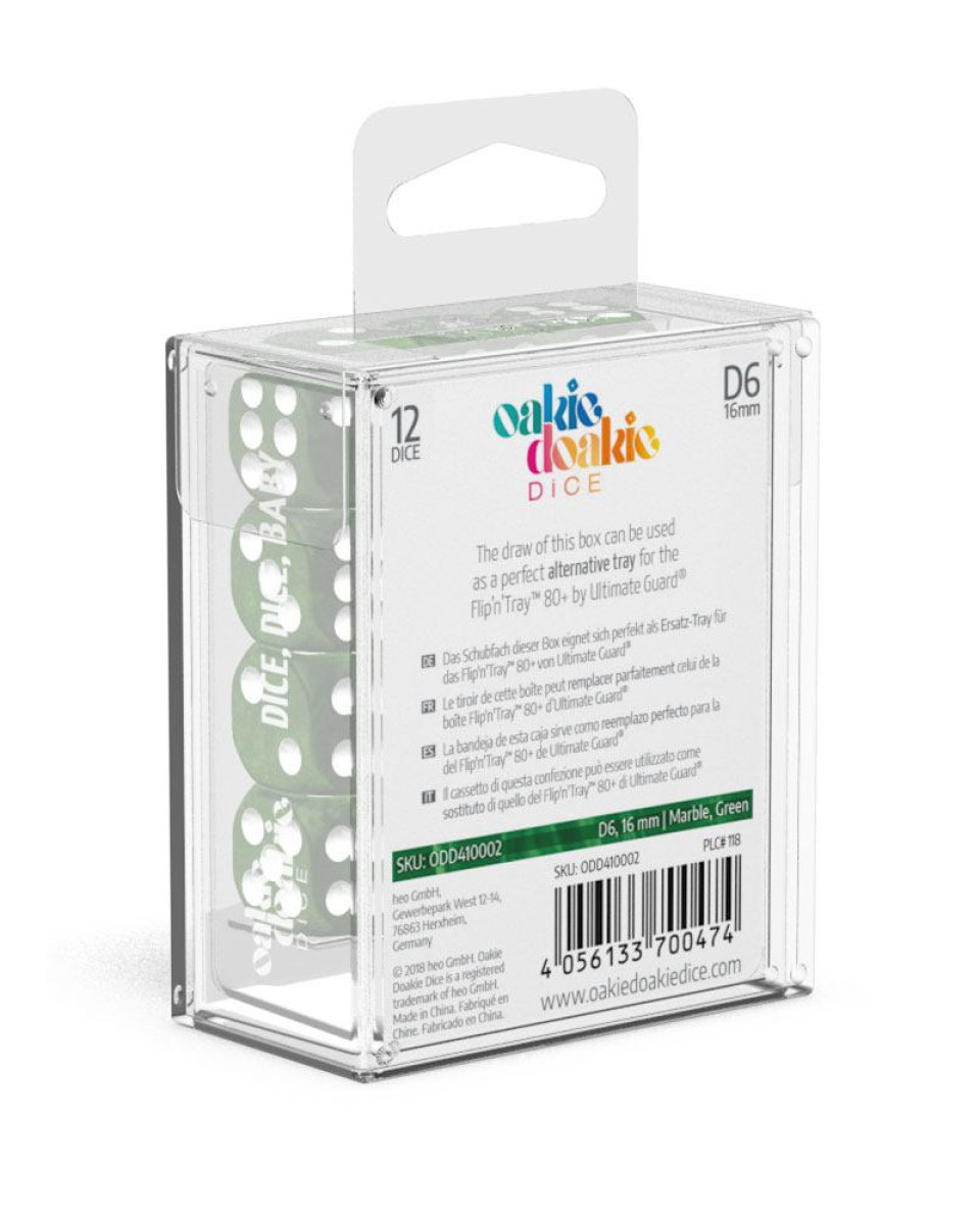 Kockice Oakie Doakie Dice D6 16 mm Marble - Green (12)