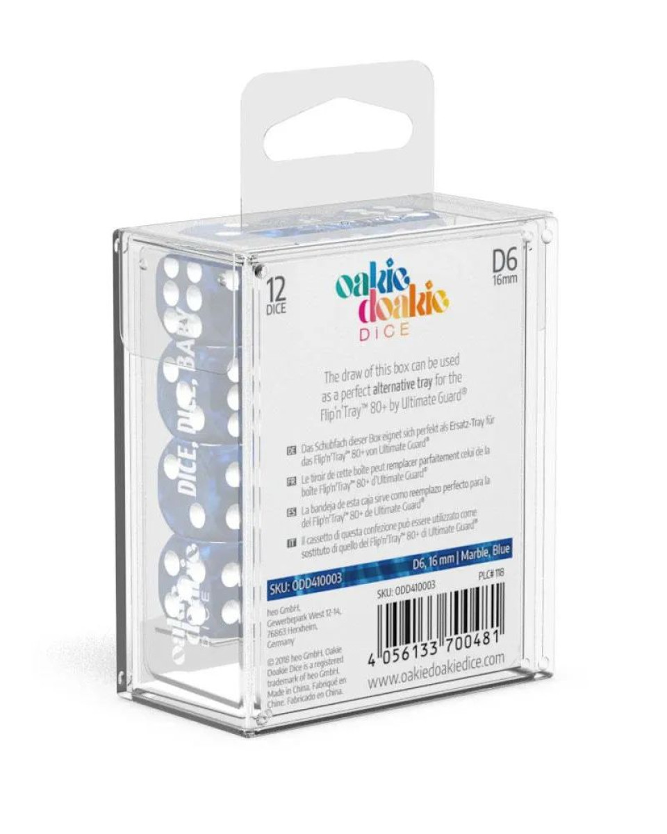 Kockice Oakie Doakie Dice D6 16 mm Marble - Blue (12)