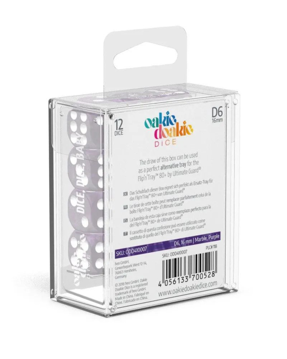 Kockice Oakie Doakie Dice D6 16 mm Marble - Purple (12)