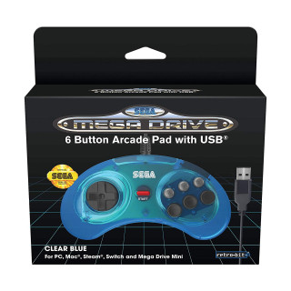 Gamepad Retro-Bit SEGA MD Mini 6-B USB Blue 