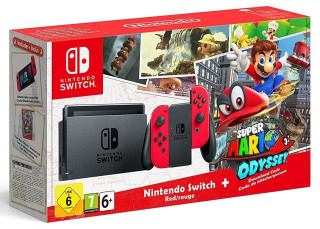 Konzola Nintendo Switch (Red Joy-Con) + Super Mario Odyssey (Code in a Box) 