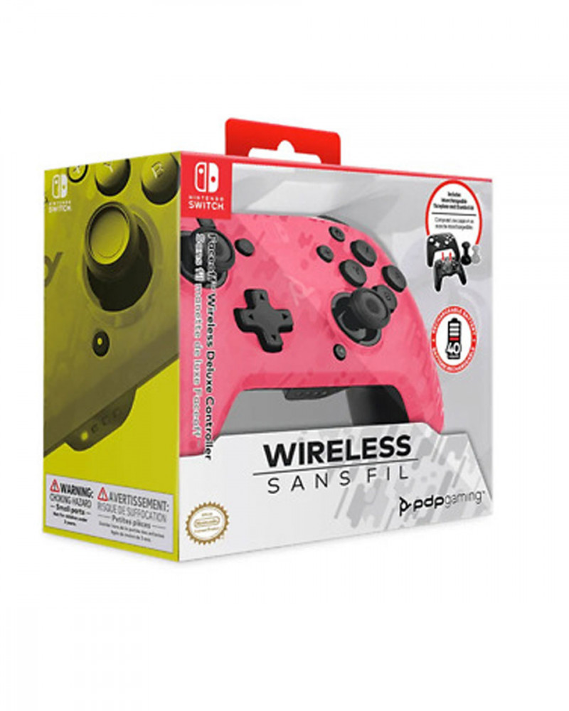 Gamepad PDP Faceoff Deluxe+ Wireless - Camo Pink 
