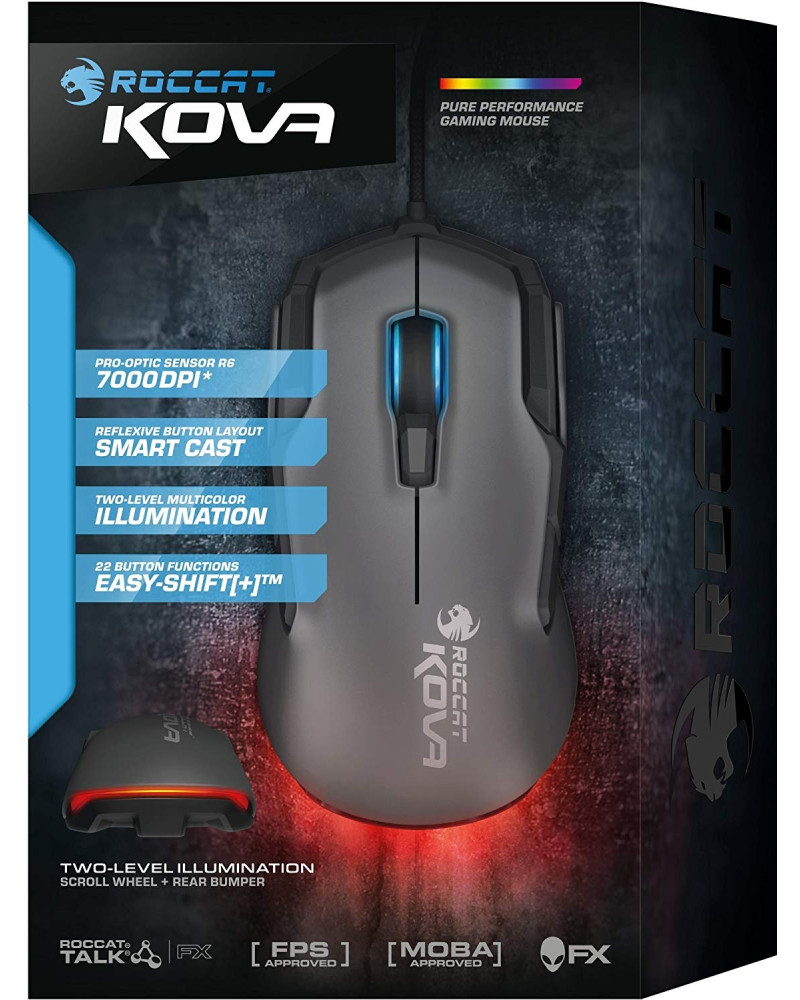 Miš Roccat - Kova  Pure Performance Ambidextrous - Grey 