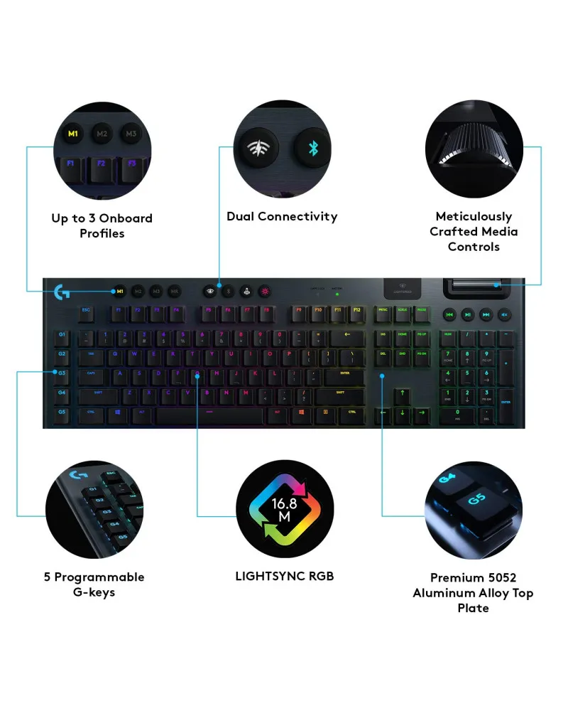 Tastatura Logitech G915 Lightspeed - GL Tactile 